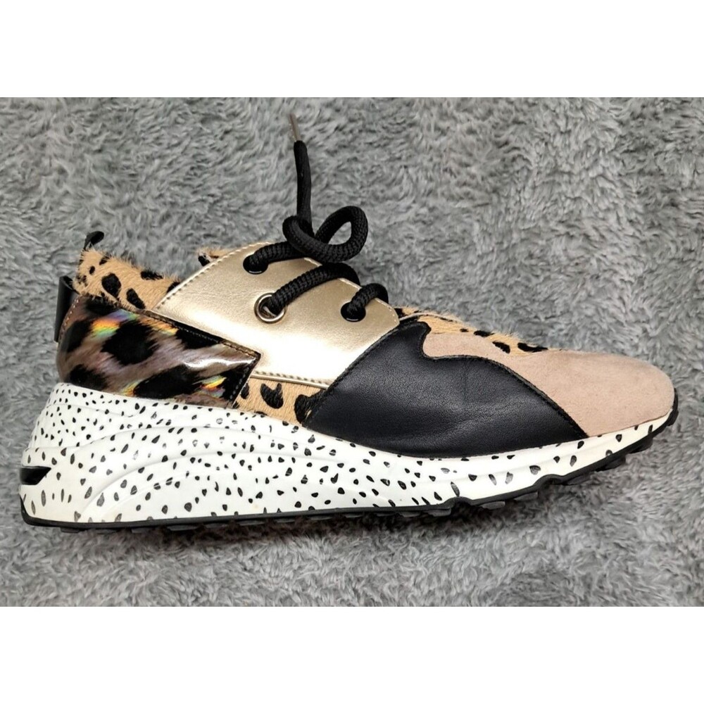 Steve Madden Shoes Women's Size 9.5M Cliff Leopard Print Lace-Up Wedge Sneakers - Picture 5 of 10